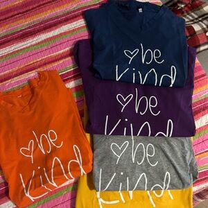 Be Kind Shirts - Orange, Purple, Gray, Navy & Yellow.   (All 5 shirts)